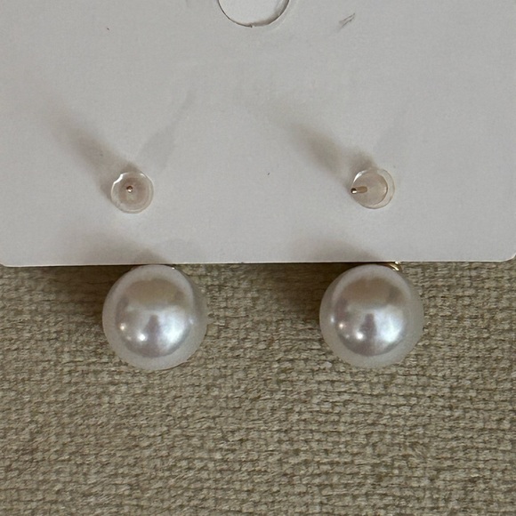 Pink Bow Pearl Drop Earrings - Picture 2 of 2